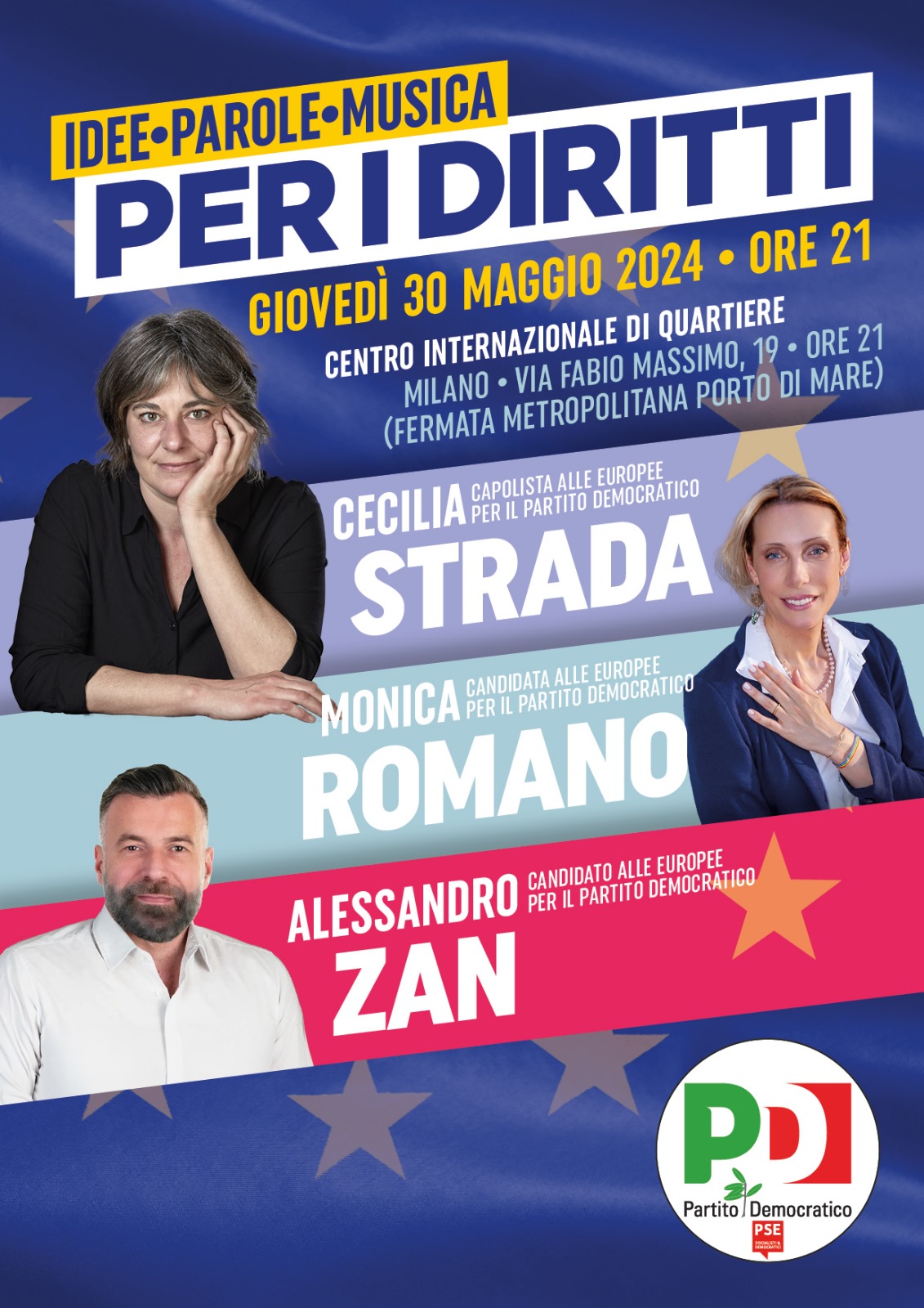 Giovedì 30 maggio con Romano, Strada, Zan